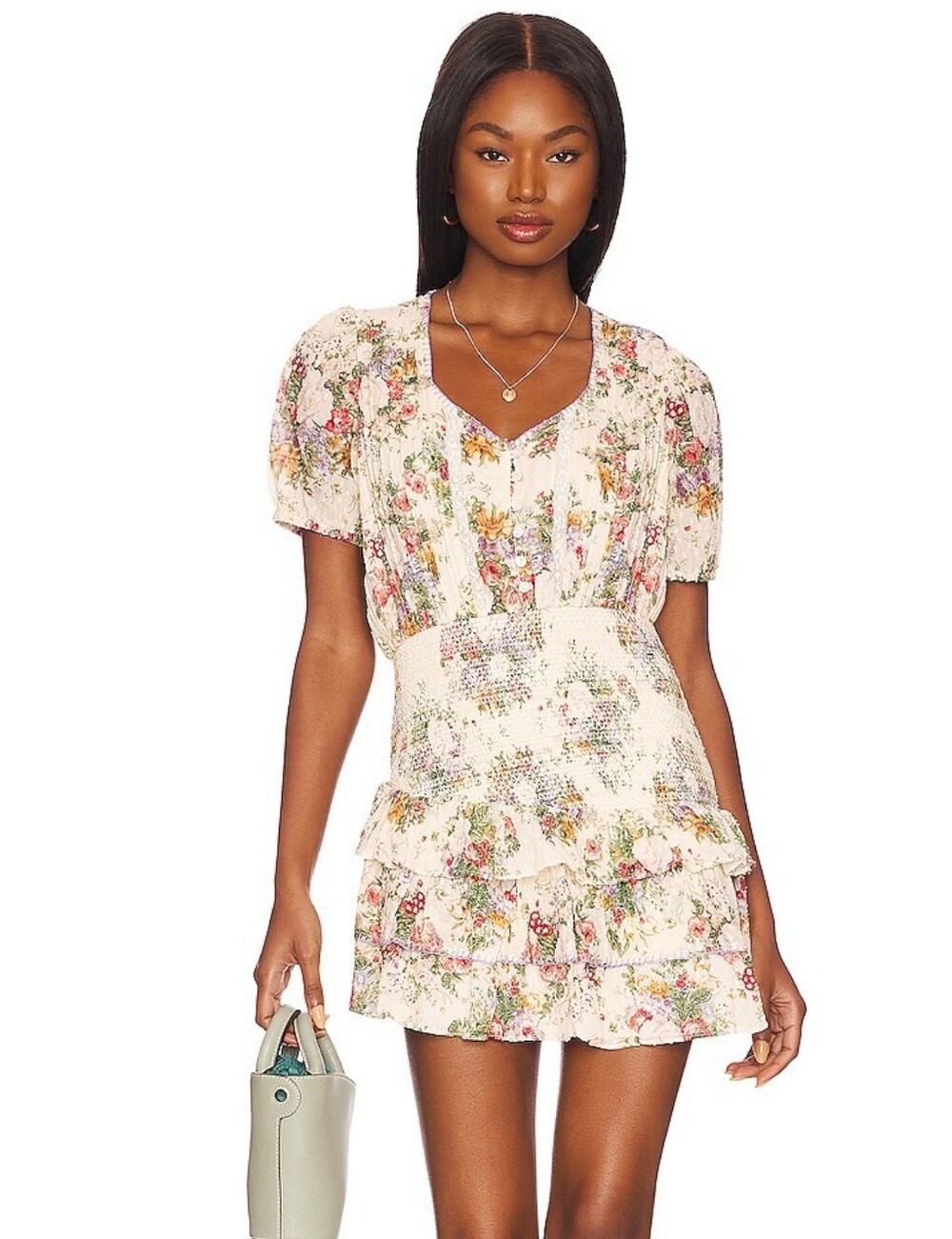 NWT LoveShackFancy Keelin Mini in Shining Gemstone Floral Cotton Dress M
